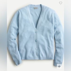 J. Crew Light Blue Cashmere V-Neck Button Cardigan